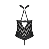 Сітчастий боді з халтером та ритмічним малюнком Passion Hima Body L/XL, black — Переглянути зображення 4