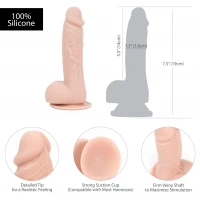Реалістичний фалоімітатор на присосці ADDICTION — Mark 7,5″ Dildo With Balls, Beige — Переглянути зображення 4