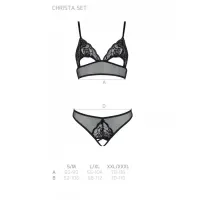 Комплект Passion CHRISTA SET Open Bra S/M, Black, бралет з ажурним ліфом та відкритими трусиками — Переглянути зображення 5