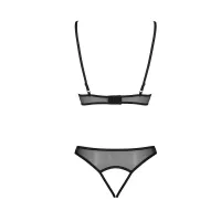 Комплект Passion CHRISTA SET Open Bra S/M, Black, бралет з ажурним ліфом та відкритими трусиками — Переглянути зображення 4