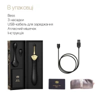 Вагінально-кліторальний вібратор Zalo — Bess Obsidian Black, мультифункціональний із насадками — Переглянути зображення 9