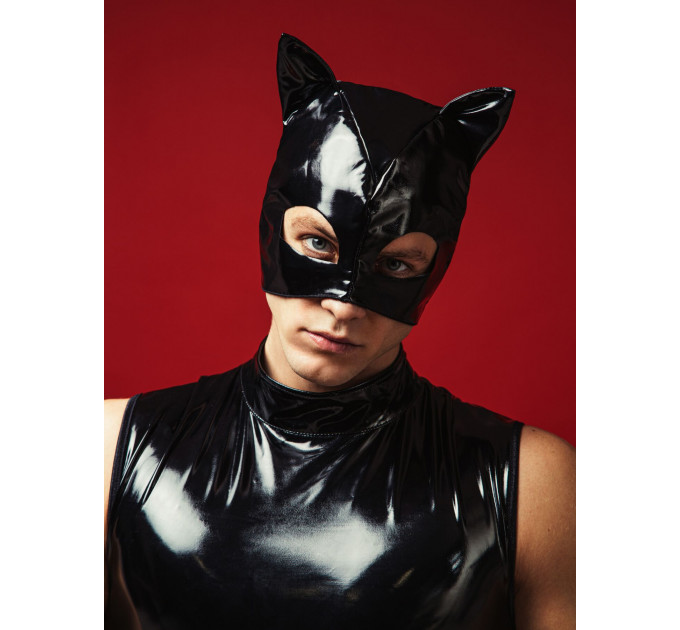 Лакована чорна маска «Кіт» D&A