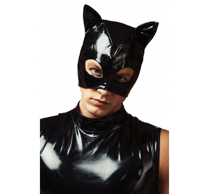 Лакована чорна маска «Кіт» D&A