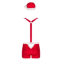 Чоловічий еротичний костюм Санта-Клауса Obsessive Mr Claus S/M, боксери на підтяжках, шапочка з помп — Переглянути зображення 10
