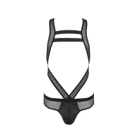 Чоловіче еротичне сітчасте боді Passion 045 VICTOR S/M Black, екошкіра, сітка — Переглянути зображення 5
