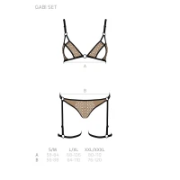 Еротичний комплект спідньої білизни Passion GABI SET XXL/XXXL beige, трусики з гартерами — Переглянути зображення 8