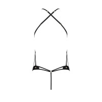 Боди с открытым доступом Passion TASMINA BODY XXL/XXXL, black, экокожа, шнуровки, ажурные кружева