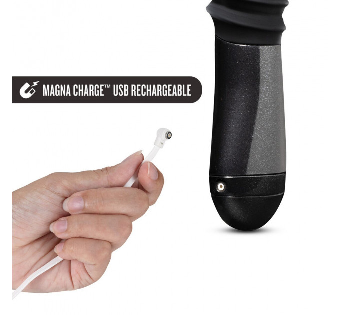 Пульсатор Blush Temptasia – Lazarus Thrusting Dildo – Black, ребристий стовбур, 3 швидкості