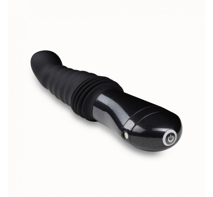Пульсатор Blush Temptasia – Lazarus Thrusting Dildo – Black, ребристий стовбур, 3 швидкості