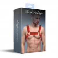 Чоловіча портупея на груди Feral Feelings - Bulldog Harness Red — Переглянути зображення 3