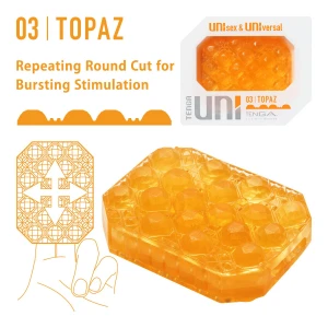 Унісекс-стимулятор Tenga UNI Topaz, помаранчевий, рельєф у вигляді горбків, лубрикант у комплекті