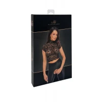 Топ Noir Handmade F303 Essence, XL, black, мереживний, короткий рукав, комір-стійка — Переглянути зображення 6