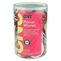 Набір ароматизованих презервативів ONE FlavorWaves, 100 шт, 6 ароматів, 6 кольорів, паковання-тубус — Просмотреть изображение 1