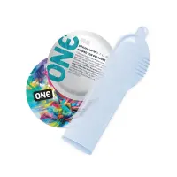 Презервативи ONE Pleasure Plus, 12 шт, з ребристою ділянкою на кінці, подарункове паковання-тубус — Переглянути зображення 2