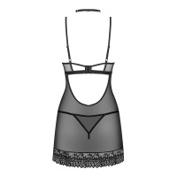 Сорочка Obsessive Donarella chemise & thong, M/L, мереживний ліф, чокер та стрінги в комплекті