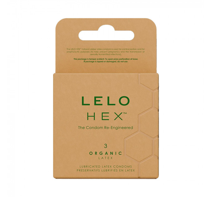 Презервативи LELO HEX Condoms Organic 3 Pack, тонкі та суперміцні