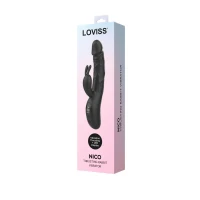 Вібратор-кролик з пульсацією Loviss Nico Thrusting Rabbit Vibrator, 9 режимів, подвійний відросток — Переглянути зображення 7