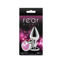 Анальная пробка NS Novelties Rear Assets - Silver - Medium - Pink Gem — Просмотреть изображение 3