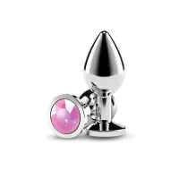 Анальна пробка NS Novelties Rear Assets - Silver - Medium - Pink Gem — Переглянути зображення 1