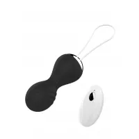 Вагінальні кульки з вібрацією Vibrating Silicone Kegel Balls, чорні — Переглянути зображення 1