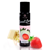 Лубрикант оральний Secret Play Strawberry &amp; White Chocolate Gel, білий шоколад з полуницею, 55 мл — Переглянути зображення 1