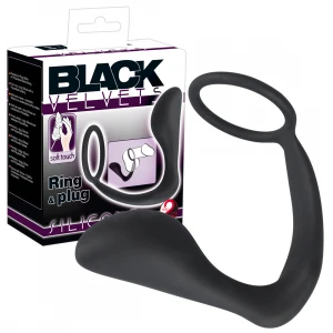 Анальна пробка з ерекційним кільцем Black Velvets Ring & Plug