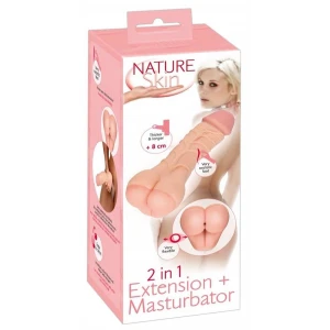 Мастурбатор-насадка Nature Skin 2in1 Extension + Masturbator, тілесний