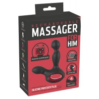 Вібростимулятор простати з ротацією і підігрівом You2Toys Silicone Prostate Plug, чорний