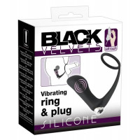 Вібростимулятор простати з ерекційним кільцем Black Velvets Vibrating Ring & Plug, чорний