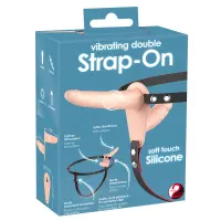 Подвійний страпон з вібрацією Vibrating Double Strap-On, тілесний