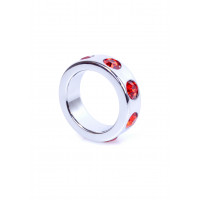Ерекційного кільця з нержавіючої стал Ring-Metal Cock Ring with Red Diamonds Small