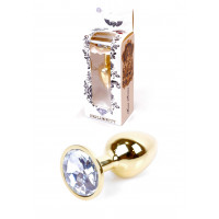 Анальна пробка B - Series HeavyFun Jawellery Gold Plug, прозора