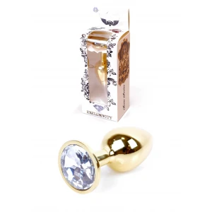 Анальна пробка B - Series HeavyFun Jawellery Gold Plug, прозора