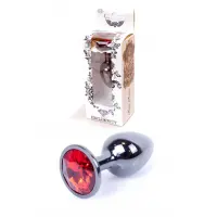 Анальна пробка B - Series HeavyFun Jewellery Dark Silver Plug, червона — Переглянути зображення 1