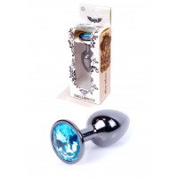 Анальна пробка B - Series HeavyFun Jawellery Dark Silver, світло-блакитна