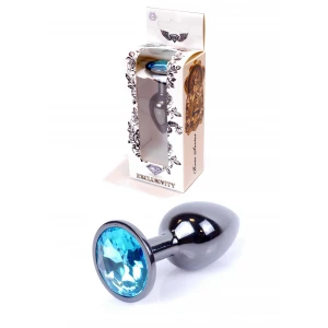 Анальна пробка B - Series HeavyFun Jawellery Dark Silver, світло-блакитна