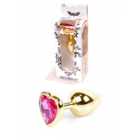 Анальна пробка B - Series HeavyFun Jewellery Gold Heart Plug, рожеве серце