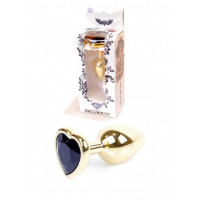 Анальна пробка B - Series HeavyFun Jawellery Gold Heart, чорна