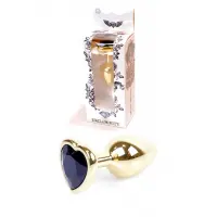 Анальна пробка B - Series HeavyFun Jawellery Gold Heart, чорна — Переглянути зображення 1