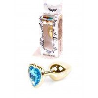 Анальна пробка B - Series HeavyFun Jewellery Gold Heart Plug, світло-блакитний