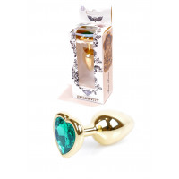 Анальна пробка B - Series HeavyFun Jewellery Gold Heart, бірюзове серце