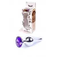 Анальна пробка B - Series HeavyFun Jawellery Silver Butt Plug, фіолетова — Переглянути зображення 1