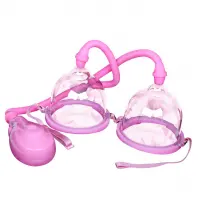 Вакуумна помпа для збільшення грудей Breast Pump Enlarge With Twin Cups, рожева — Просмотреть изображение 1