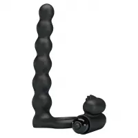 Віброкільце з анальним стимулятором Pretty Love Hercules Penis Sheath III, чорне — Переглянути зображення 1