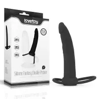 Анальна насадка Lovetoy Silicone Fantasy Double Prober, чорна — Просмотреть изображение 1