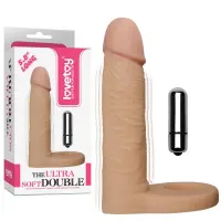 Анальна насадка з вібрацією Lovetoy The Ultra Soft Double 5.8, тілесна — Переглянути зображення 1