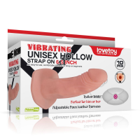 Порожнистий страпон з вібрацією Lovetoy Vibrating Unisex Hollow Strap On, тілесний