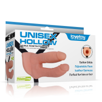 Подвійний страпон Lovetoy Unisex Hollow Double Penetrator, тілесний