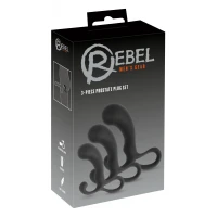 Набір стимуляторів простати Rebel Mens Gear 3-Piece Prostate Plug Set, чорний — Переглянути зображення 1