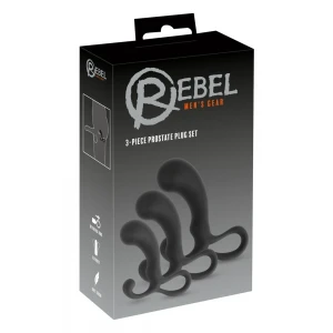 Набір стимуляторів простати Rebel Mens Gear 3-Piece Prostate Plug Set, чорний